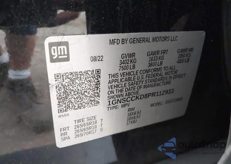 2023 Chevrolet Suburban 2Wd Lt from USA, damaged, VIN 1GNSCCKD8PR112933